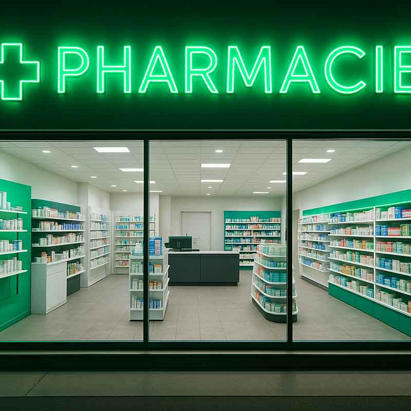 Équipement recommandé pour vitrines pharmacie